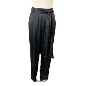 Anthropologie Ett:Twa Black Satin Dress Pants Size 10 Tie Waist Sash NWT